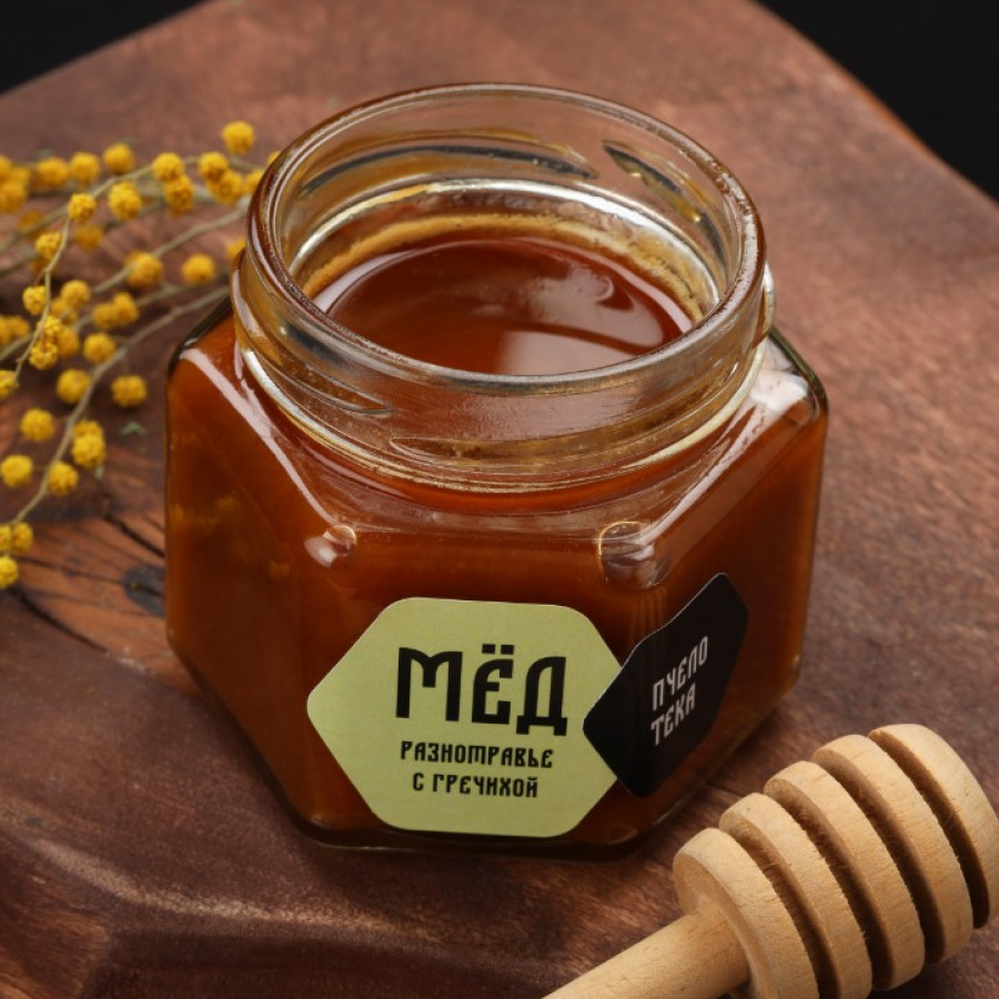 Мёд цветочный с гречихой, 150 гр. Мёд цветочный с гречихой, 150 гр.