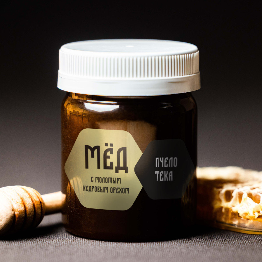 Мед с молотым кедровым орехом, 250 гр. Мед с молотым кедровым орехом, 250 гр.